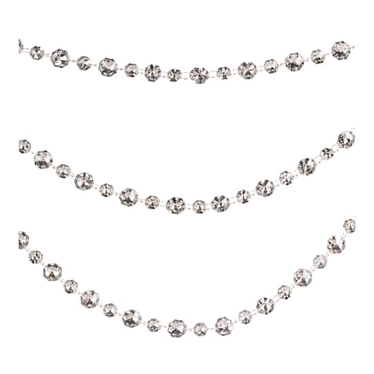 Melrose 20.5" Silver Triple Strand Bead Garlands, 2ct.
